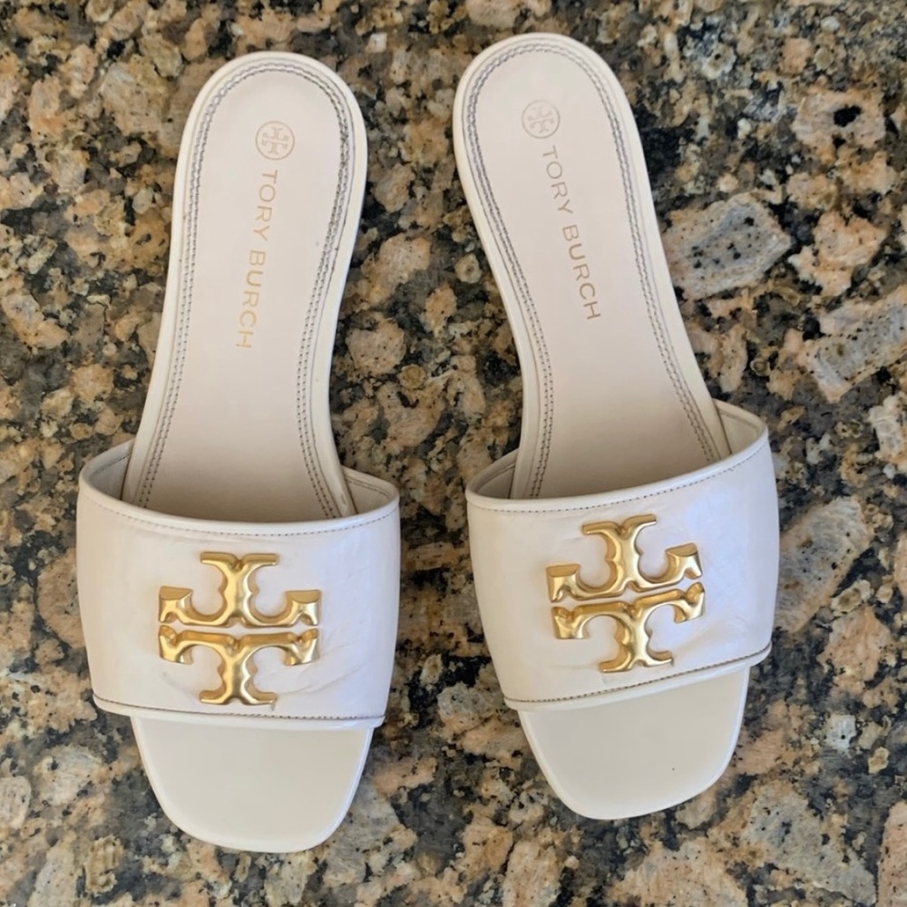 TORY BURCH ELEANOR SLIDES CREAM SIZE 9